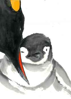 Pinguin mit Kind - 25X26
